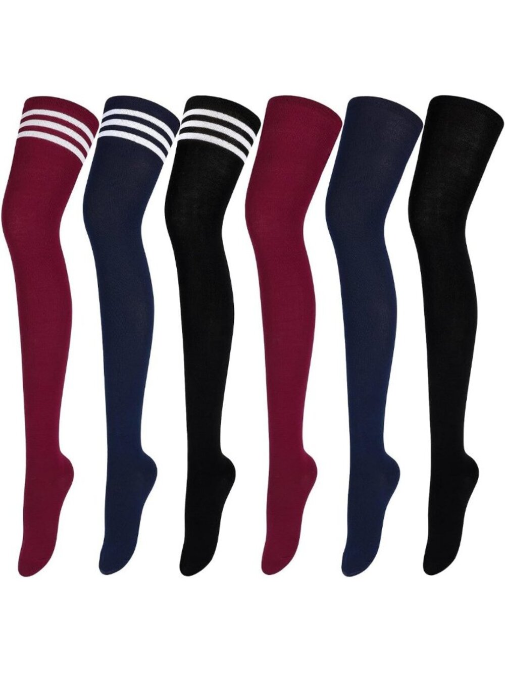 6 Pairs Women's Thigh High Socks - Extra Long Knit Over Knee Stockings for